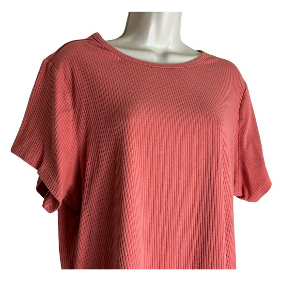 Old Navy 2X Pullover Ribbed Top Pink Peach Sugar Poppy - Picture 4 of 8